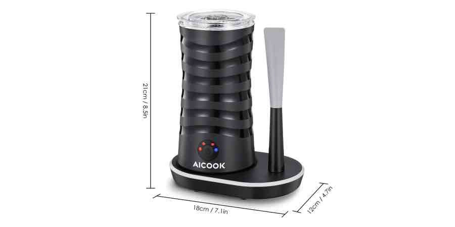 medidas del aicok espumador,aicok, calentador y espumado para café, latte y cappuccino